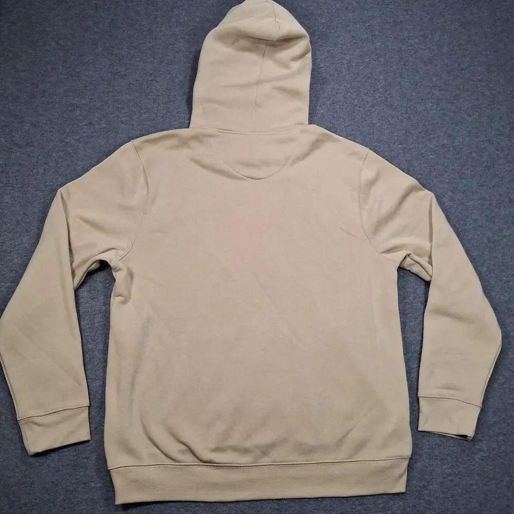 True Religion Hoodie Mens XL Beige Pullover Fleece Horseshoe Logo Sweatshirt